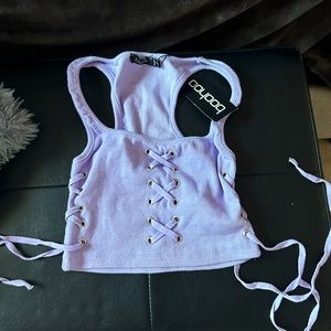 Boohoo cropped shirt, size small, color light purple